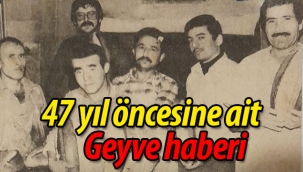 47 yıl öncesine ait Geyve haber küpürü