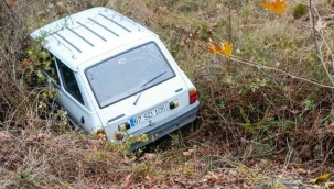 Geyve'de otomobil şarampole uçtu