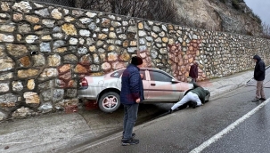 Alifuatpaşa'da otomobil duvara çarptı