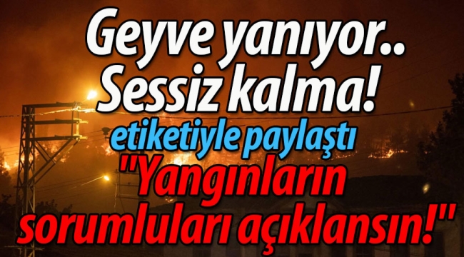Geyve yanıyor.. Sessiz kalma! etiketiyle paylaştı;