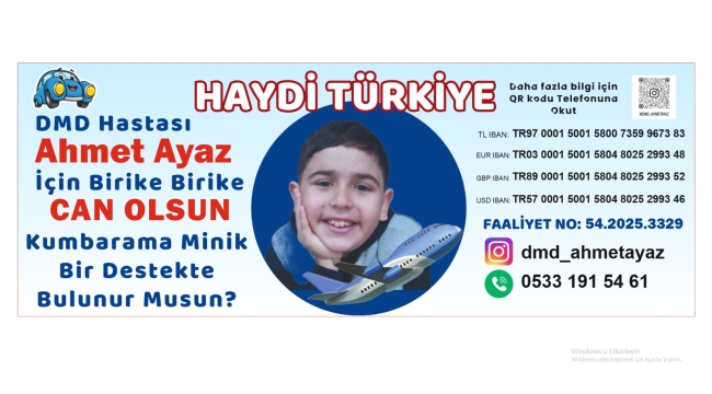 Geyve'de DMD Hastası Ahmet Ayaz İçin Umut Kampanyası