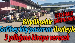 Büyükşehir, Safibey köylü pazarını ihaleyle kiraya veriyor 