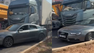 Taşla saldırınca TIR'ı üzerine sürdü